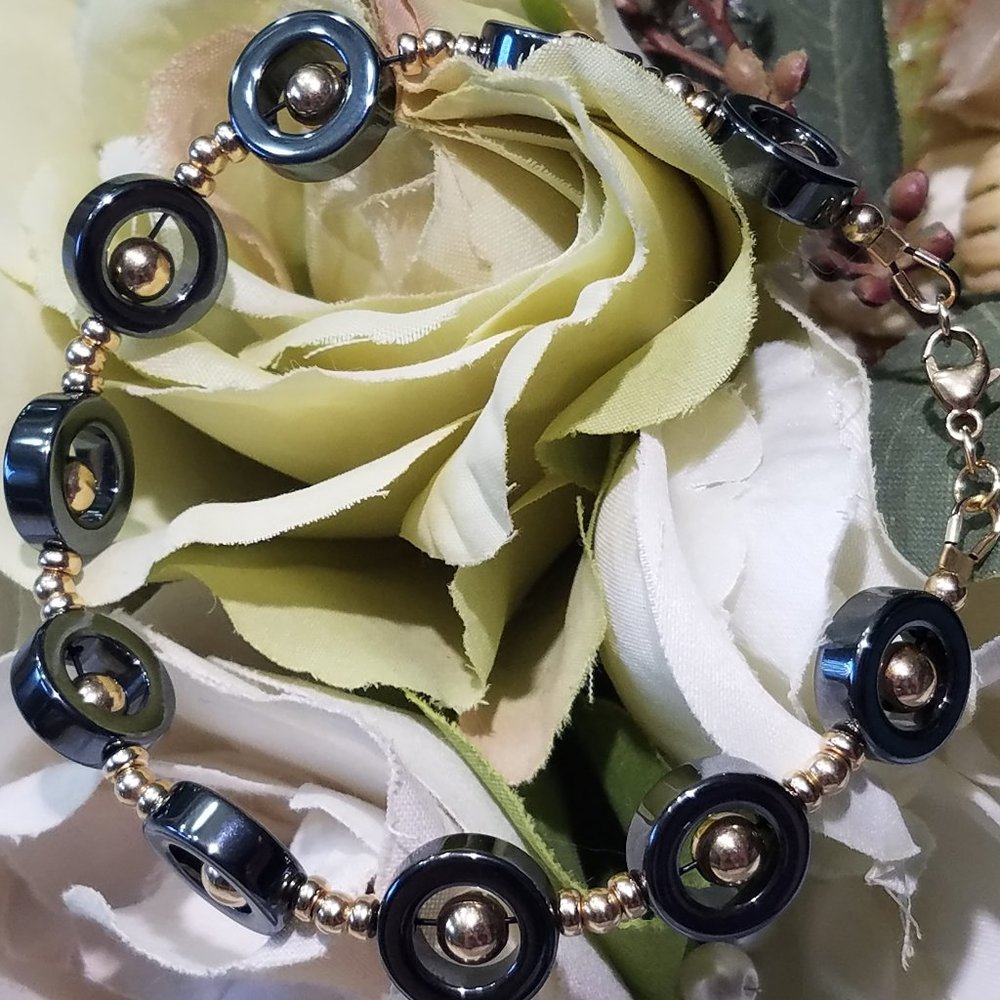 Hematite bracelet and 14kt Gold Filled- Handmade